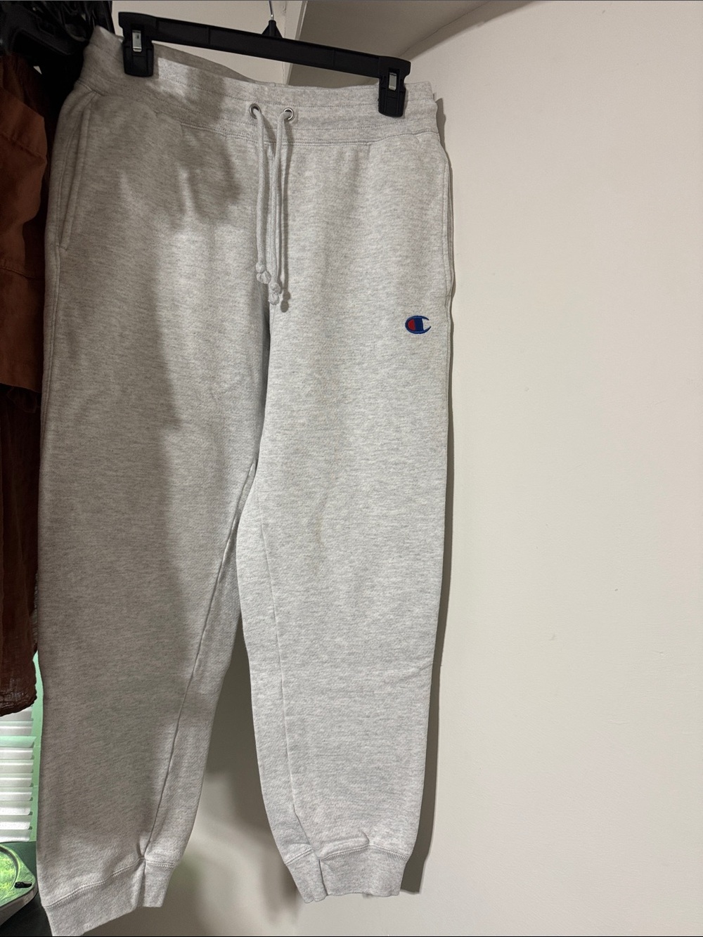 Champion Light Gray Drawstring Joggers with Embroidered Logo
